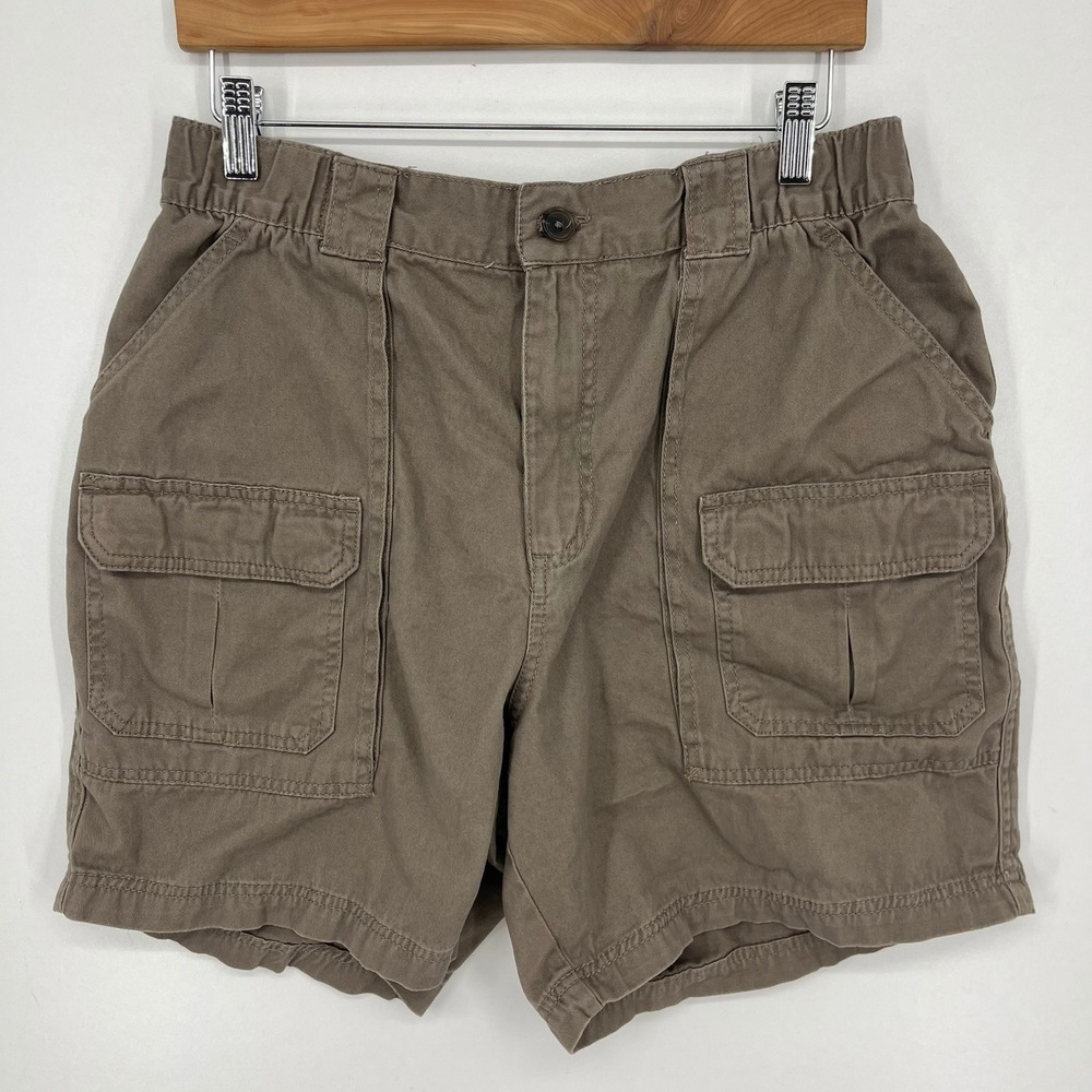 Croft & Barrow Mens Cargo Shorts Brown Cotton Size 32 Utility Outdoor Casual